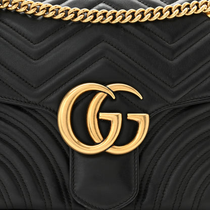 Gucci Calfskin Matelasse Medium GG Marmont Shoulder Bag Black 8 of 10