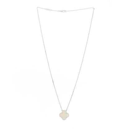 Van Cleef & Arpels 18K White Gold Mother Of Pearl Vintage Alhambra Pendant Necklace 3 of 6