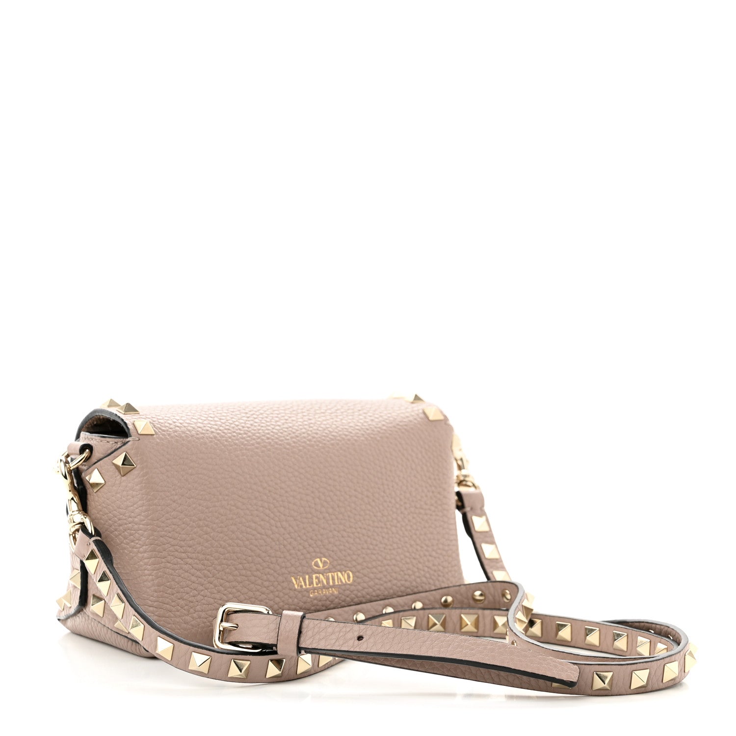 Valentino Garavani Pebbled Calfskin Mini Rockstud Crossbody Bag Poudre 3 of 9