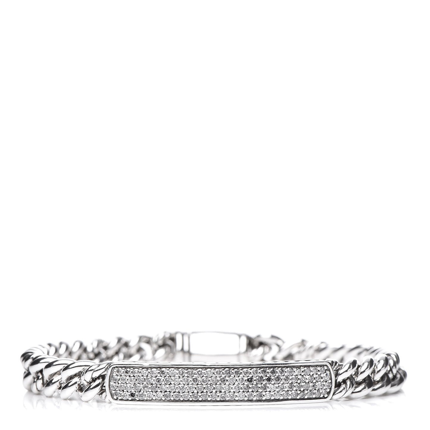 Sterling Silver Pave Diamond 6mm Petite ID Bracelet