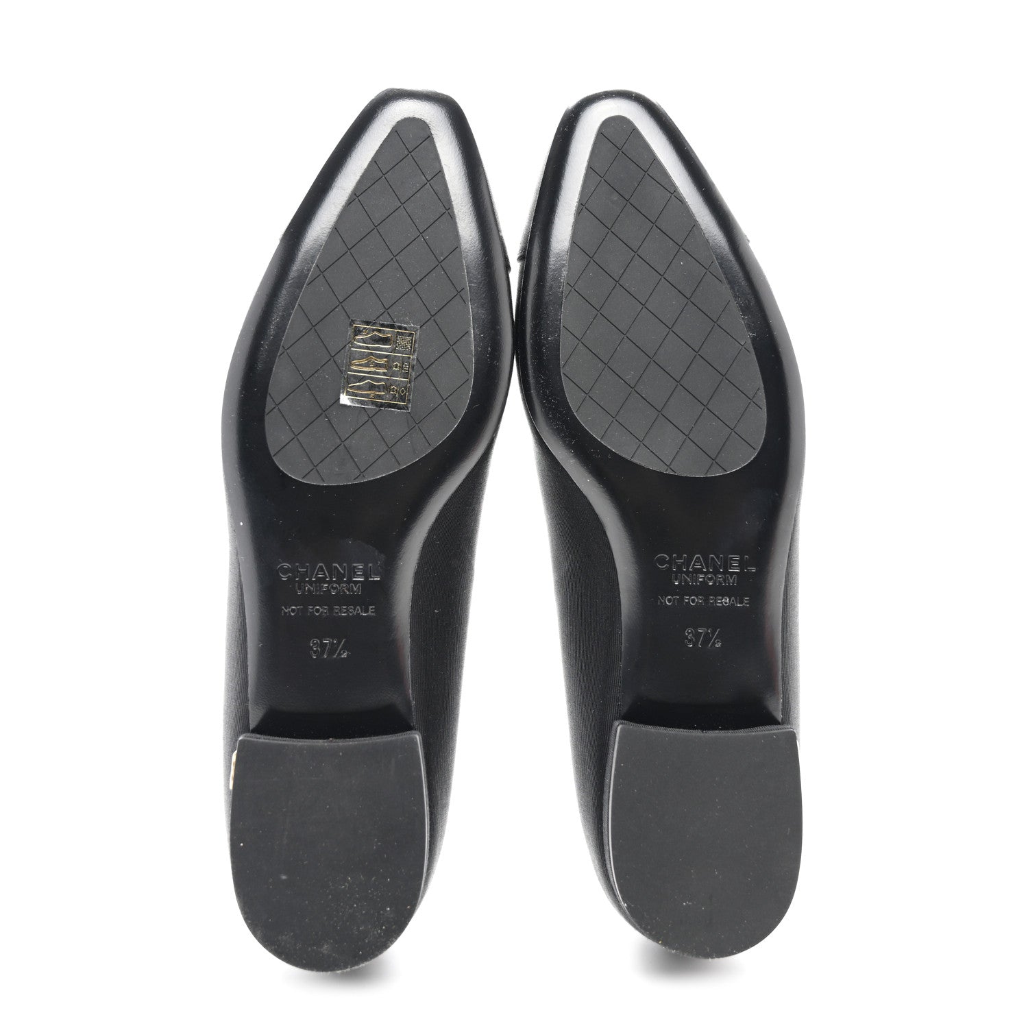 Chanel Grosgrain Cap Toe Uniform Ballerina Flats 37.5 Black 5 of 9
