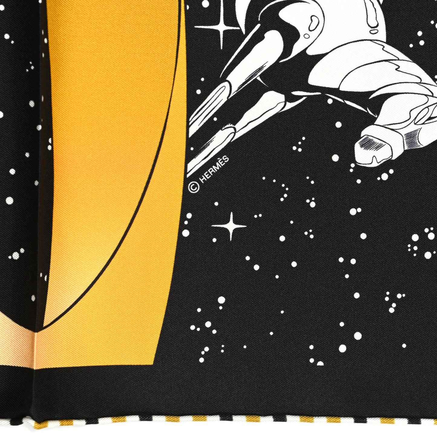 Silk Space Derby Scarf 90 Black White Gold