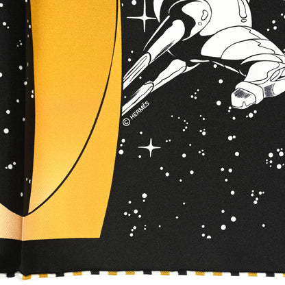 Hermes Silk Space Derby Scarf 90 Black White Gold 3 of 6