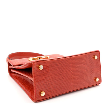 Salvatore Ferragamo Lizard Iconic Small Top Handle Bag Orange 4 of 9