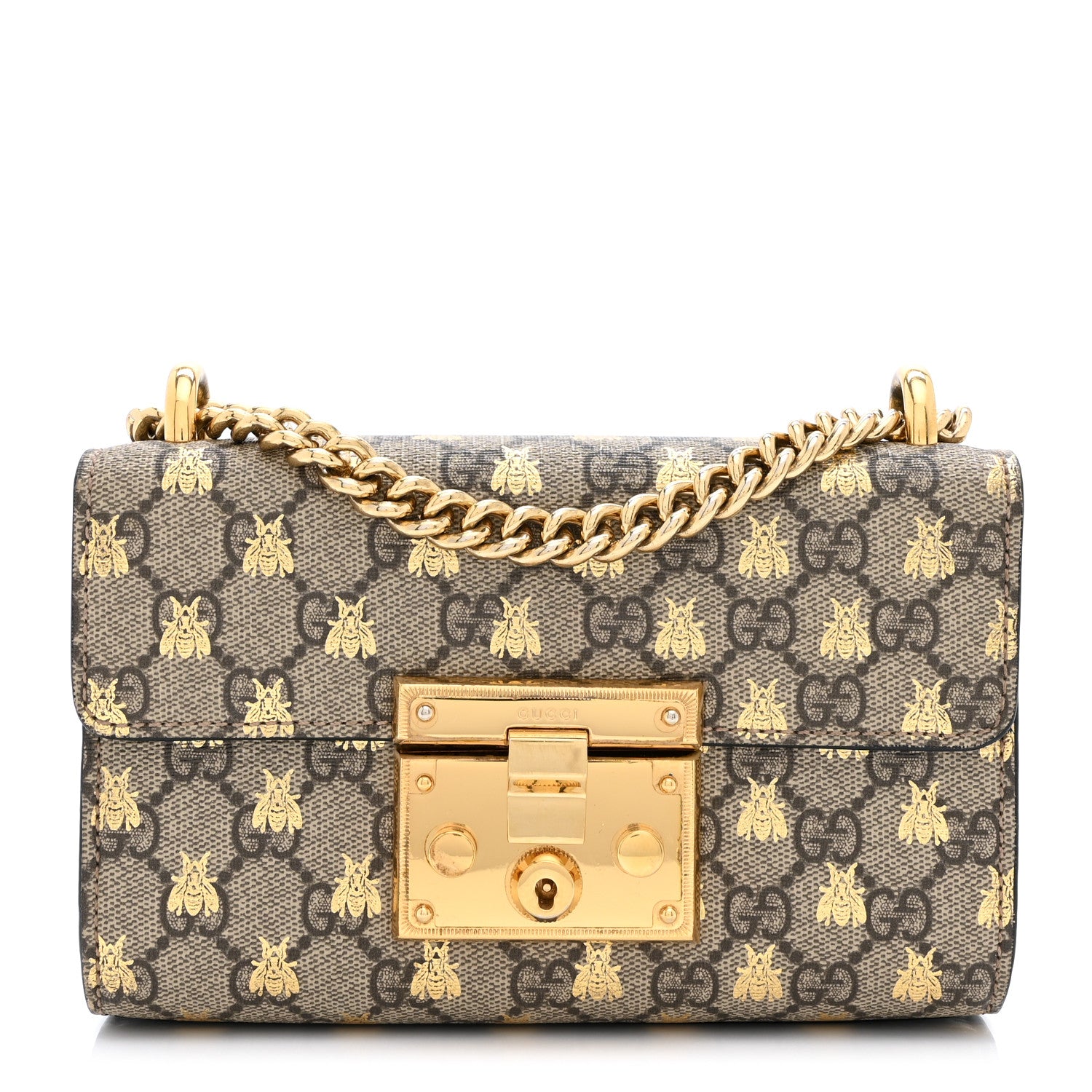 Gucci GG Supreme Monogram Bees Small Padlock Shoulder Bag Black 1 of 11