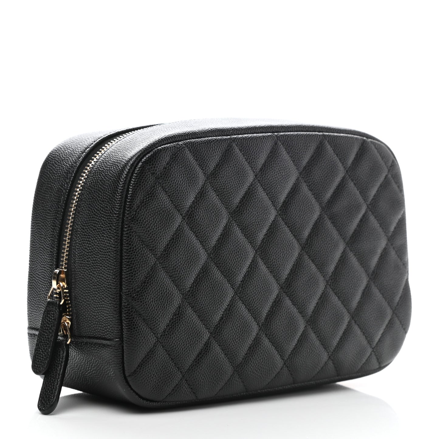 Caviar Quilted Curvy Pouch Cosmetic Case Black