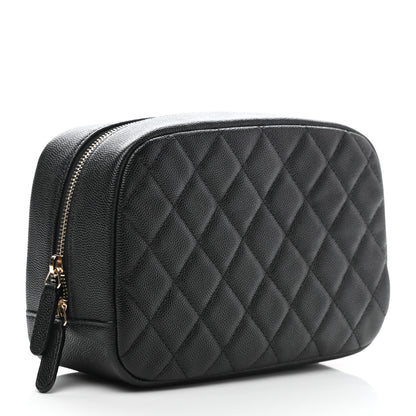 Chanel Caviar Quilted Curvy Pouch Cosmetic Case Black 3 of 7