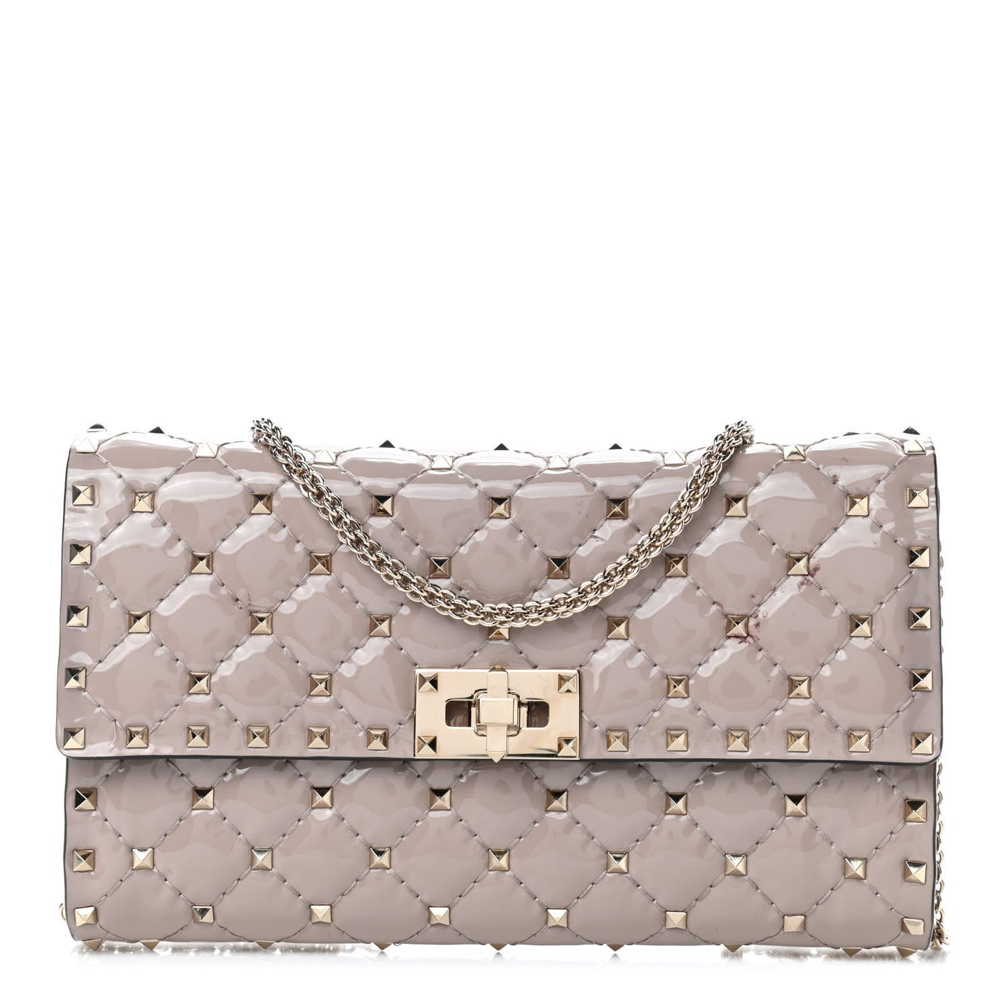 Patent Rockstud Spike Wallet on Chain Poudre
