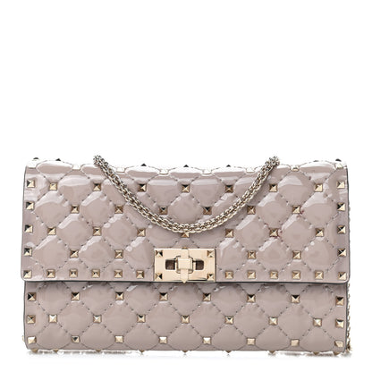 Valentino Garavani Patent Rockstud Spike Wallet on Chain Poudre 1 of 5