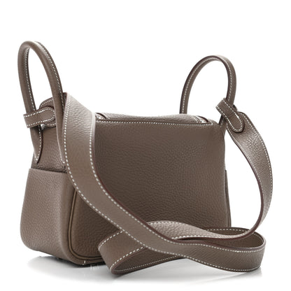 Hermes Taurillon Clemence Mini Lindy 20 Etoupe 2 of 4