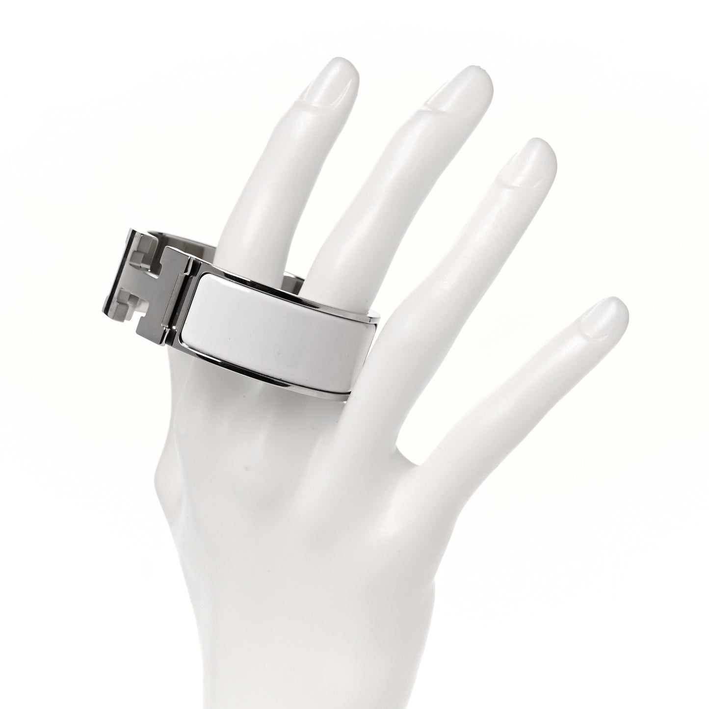 Enamel Wide Clic Clac H Bracelet PM White