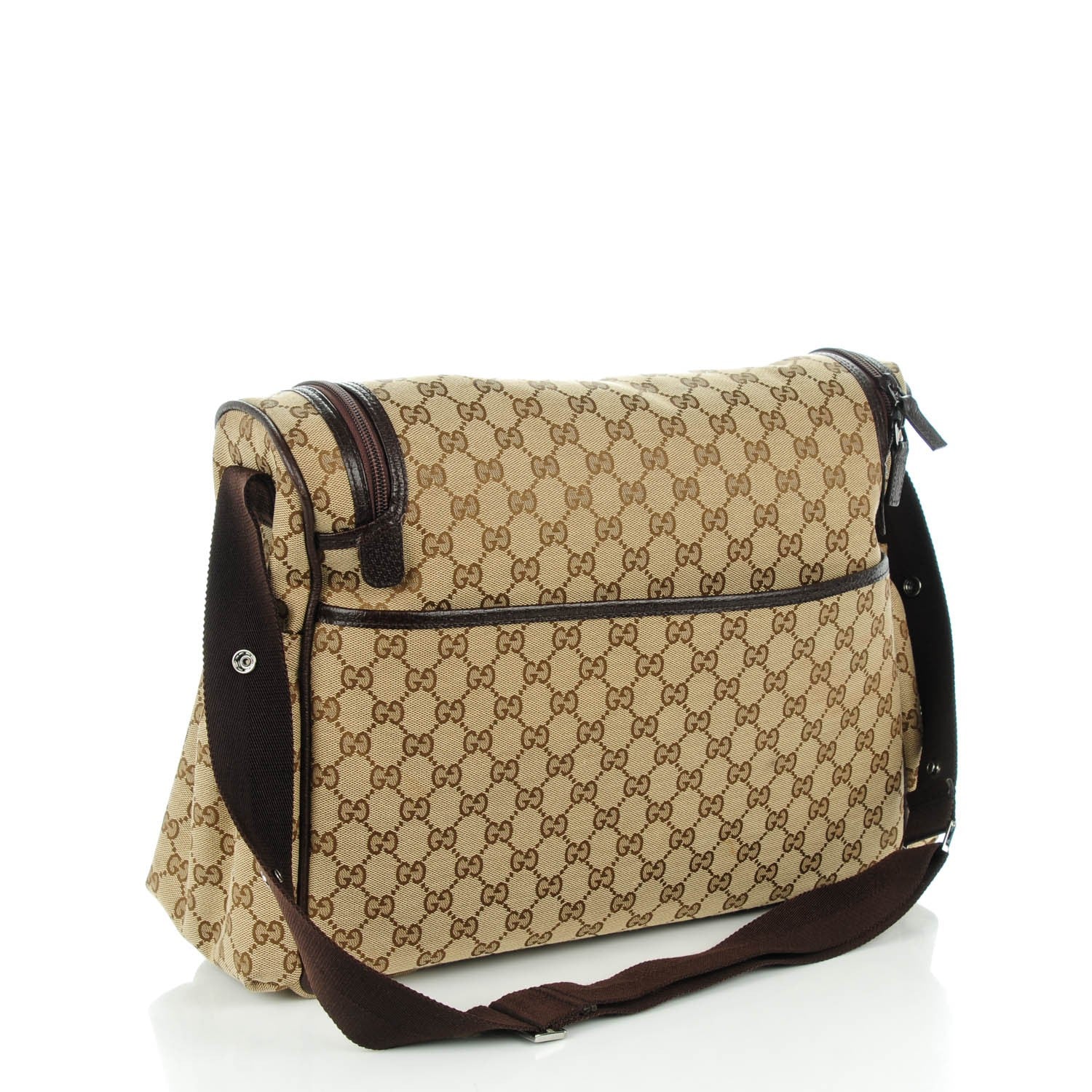 Gucci Monogram Natural Pigskin Large Diaper Bag Beige Ebony Cocoa Dark Chocolate 3 of 7