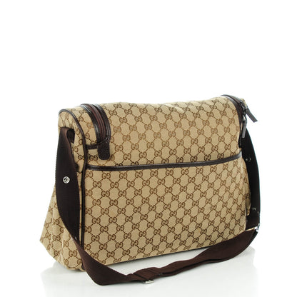 Gucci Monogram Natural Pigskin Large Diaper Bag Beige Ebony Cocoa Dark Chocolate 3 of 7