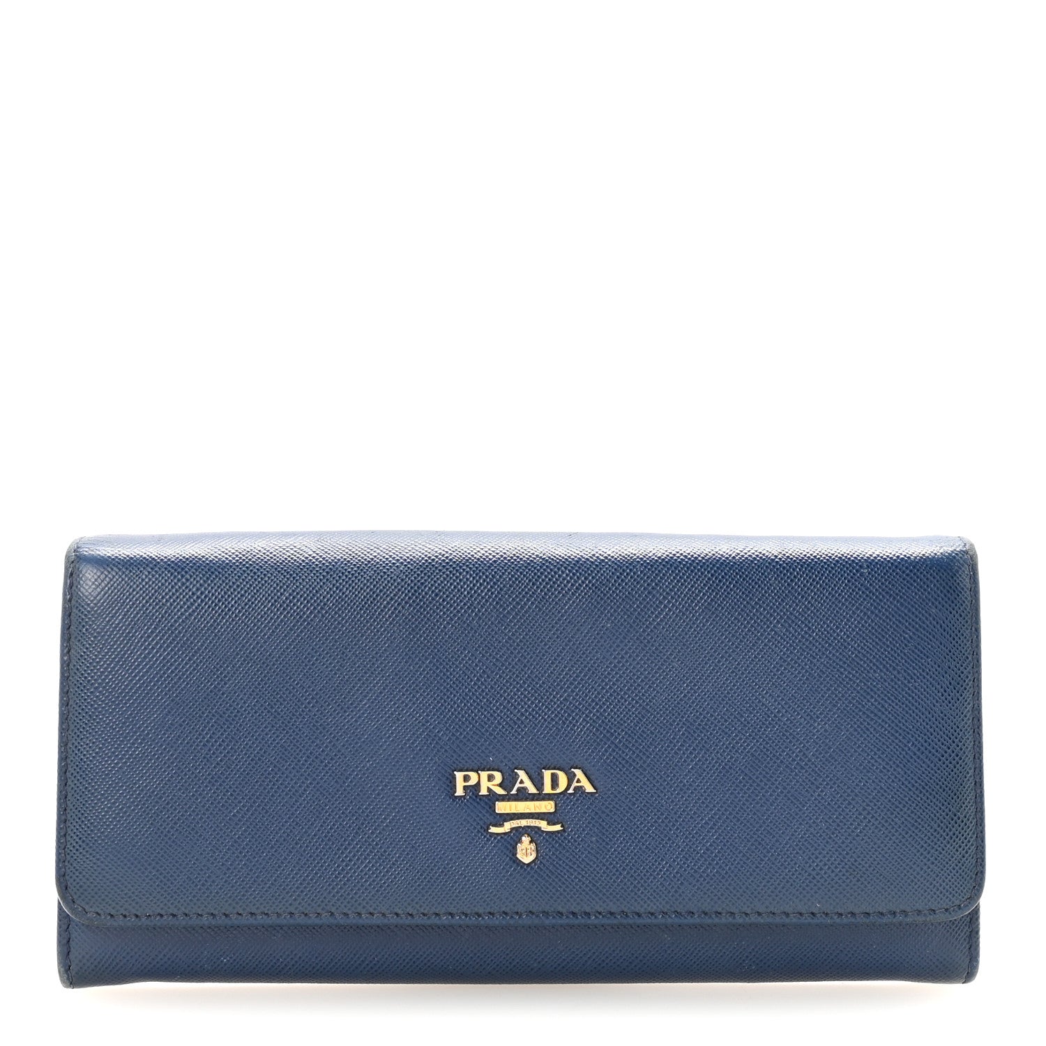 Prada Saffiano Metal Continental Flap Travel Wallet Bluette 1 of 6