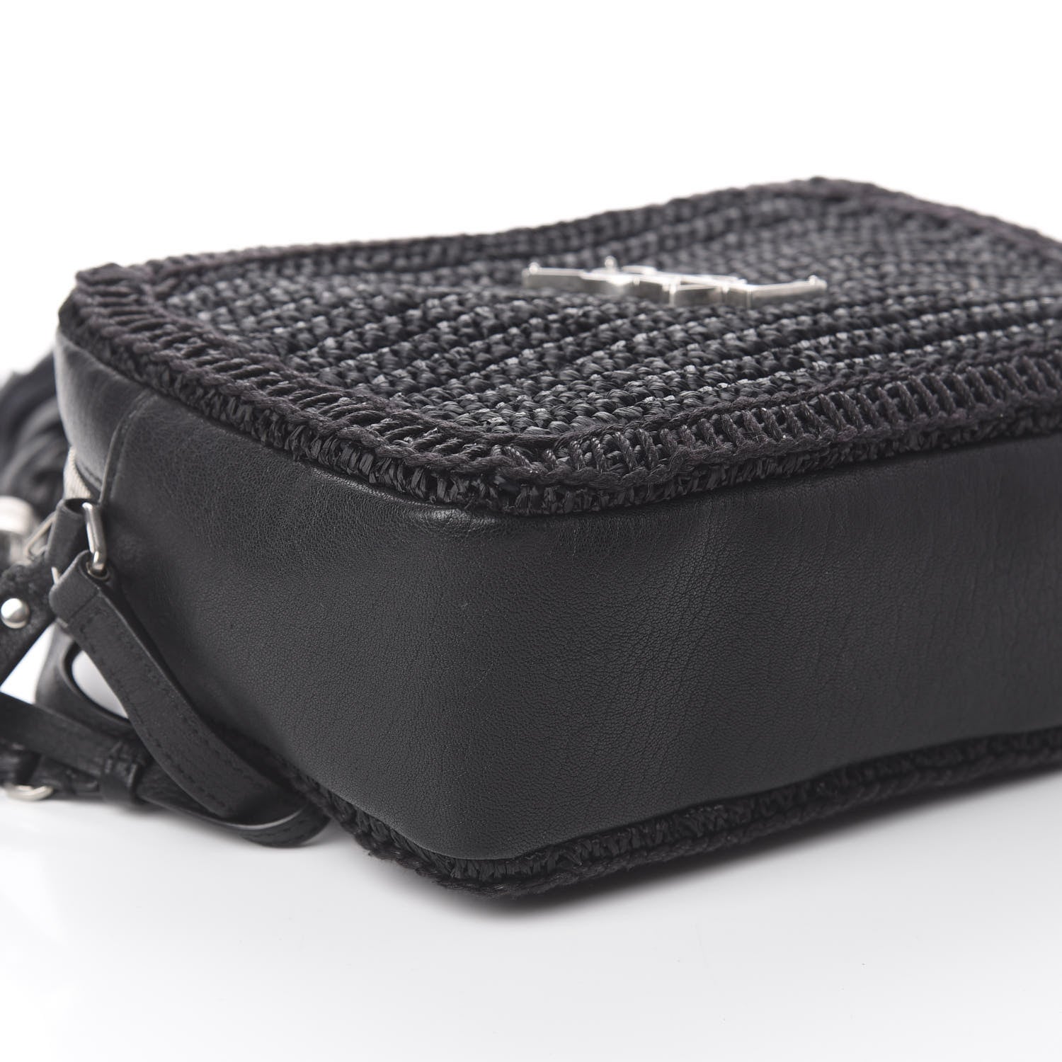 Saint Laurent Raffia Calfskin Monogram Lou Camera Bag Black 5 of 8