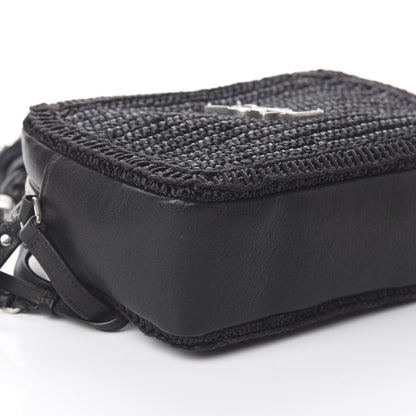 Saint Laurent Raffia Calfskin Monogram Lou Camera Bag Black 5 of 8