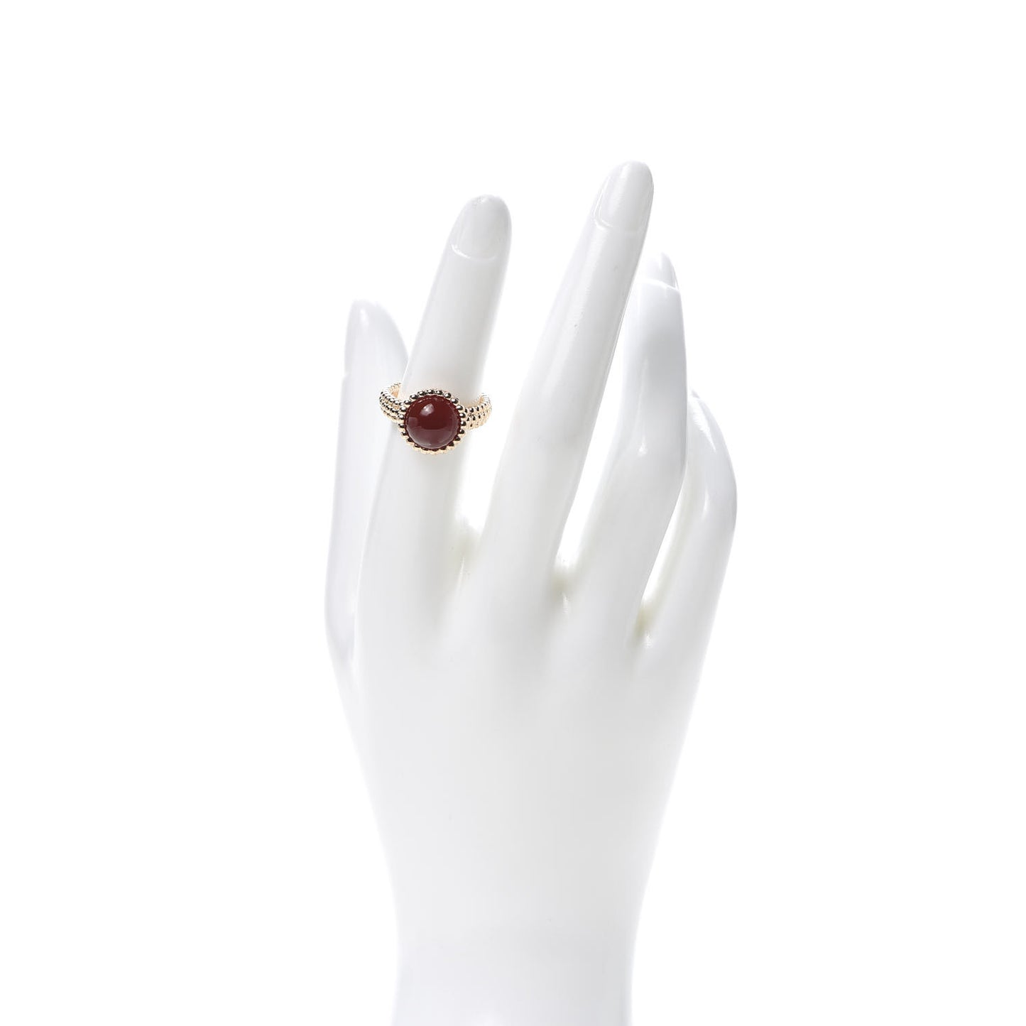 18K Rose Gold Carnelian Perlee Couleurs Ring 52 6