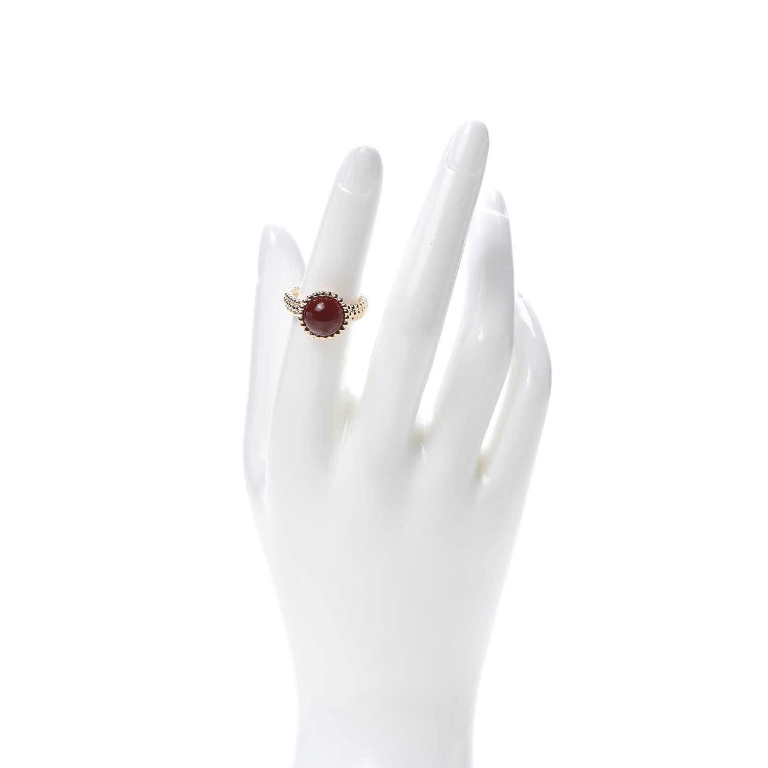 Van Cleef & Arpels 18K Rose Gold Carnelian Perlee Couleurs Ring 52 6 2 of 8