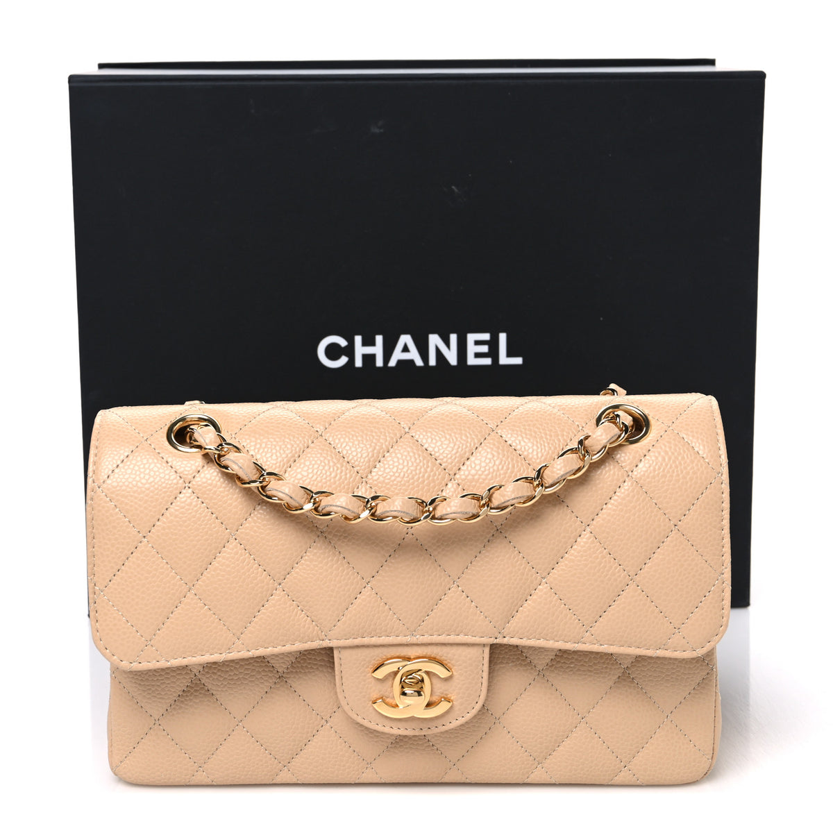 Chanel Caviar Quilted Small Double Flap Beige 11 of 11