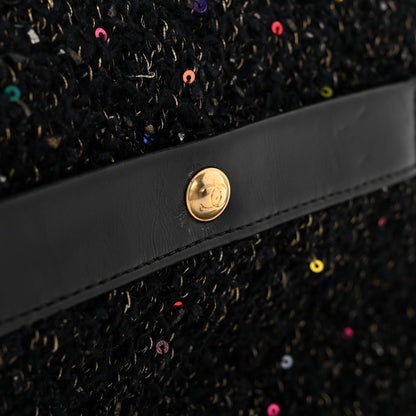 Chanel Lambskin Quilted Tweed Sequin Medium Chain Flap Bag Black Multicolor 14 of 15