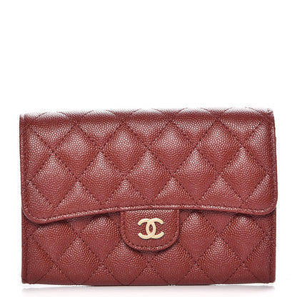 Chanel Iridescent Caviar Quilted Medium Flap Wallet Burgundy 1 of 9