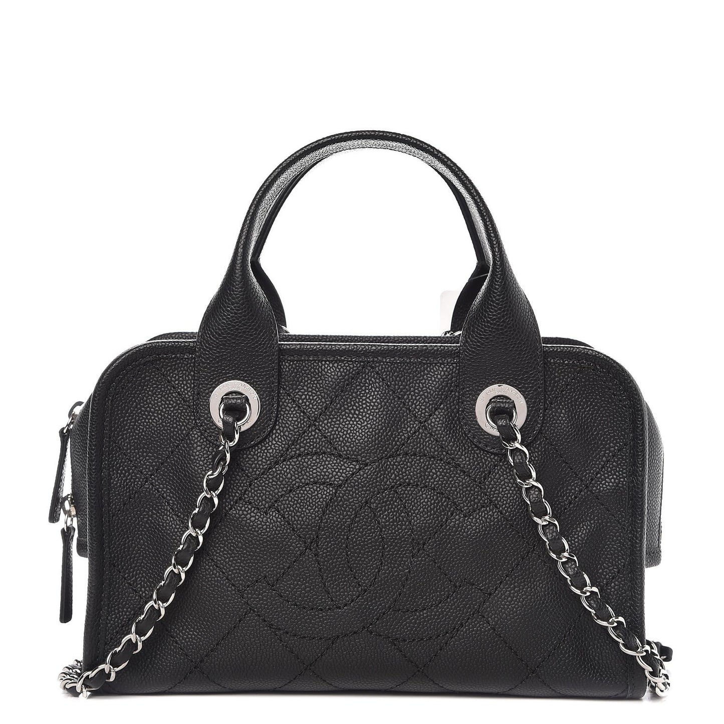 Caviar Quilted Small Deauville Bowling Bag Black