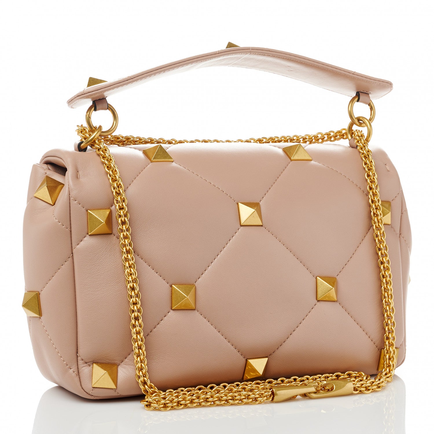 Valentino Garavani Nappa Large Roman Stud Shoulder Bag Rose Cannelle 3 of 9