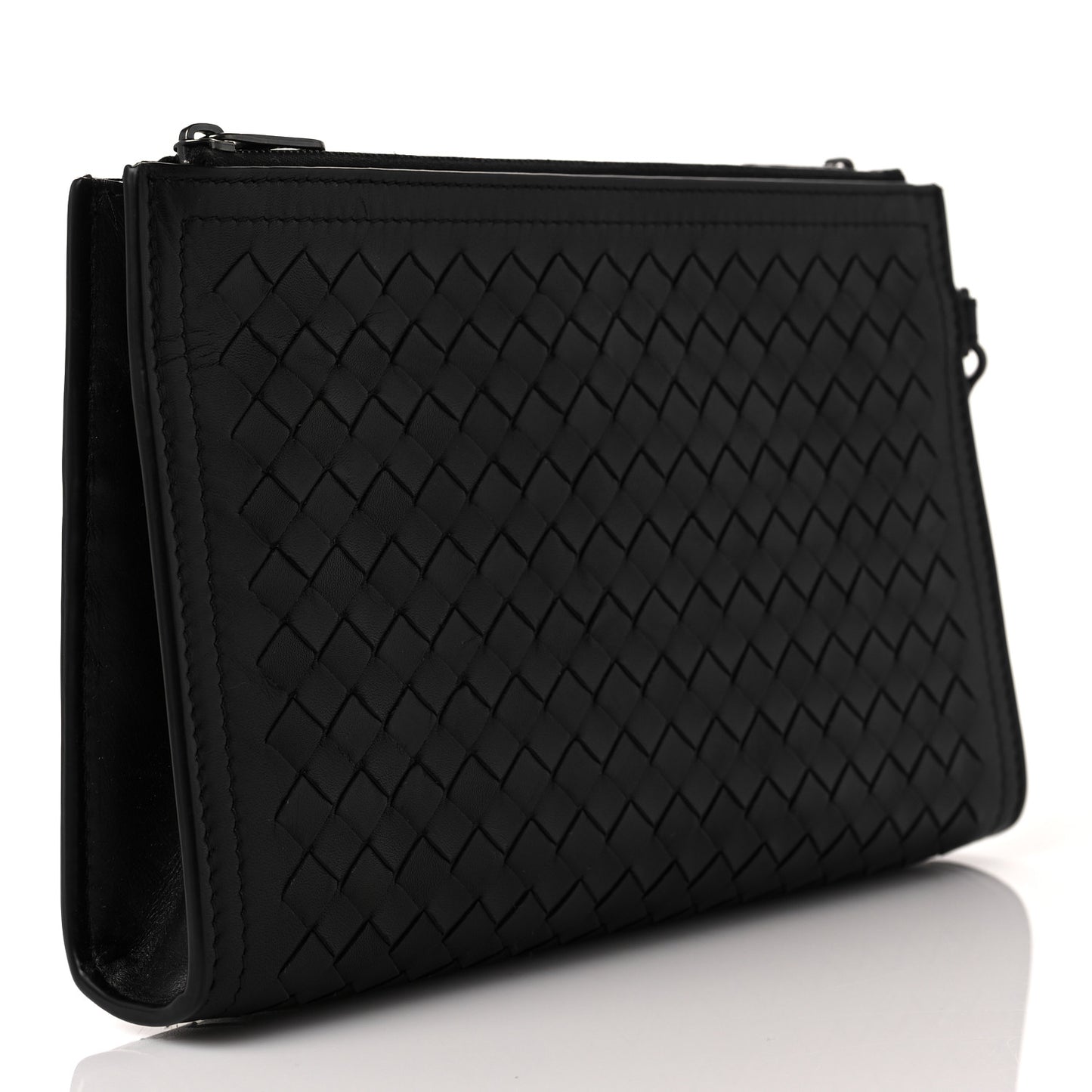 Nappa Intrecciato Wristlet Zip Wallet Black