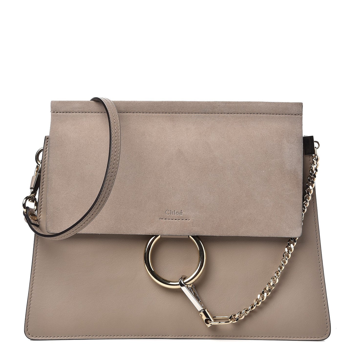 Calfskin Suede Medium Faye Shoulder Bag Motty Grey