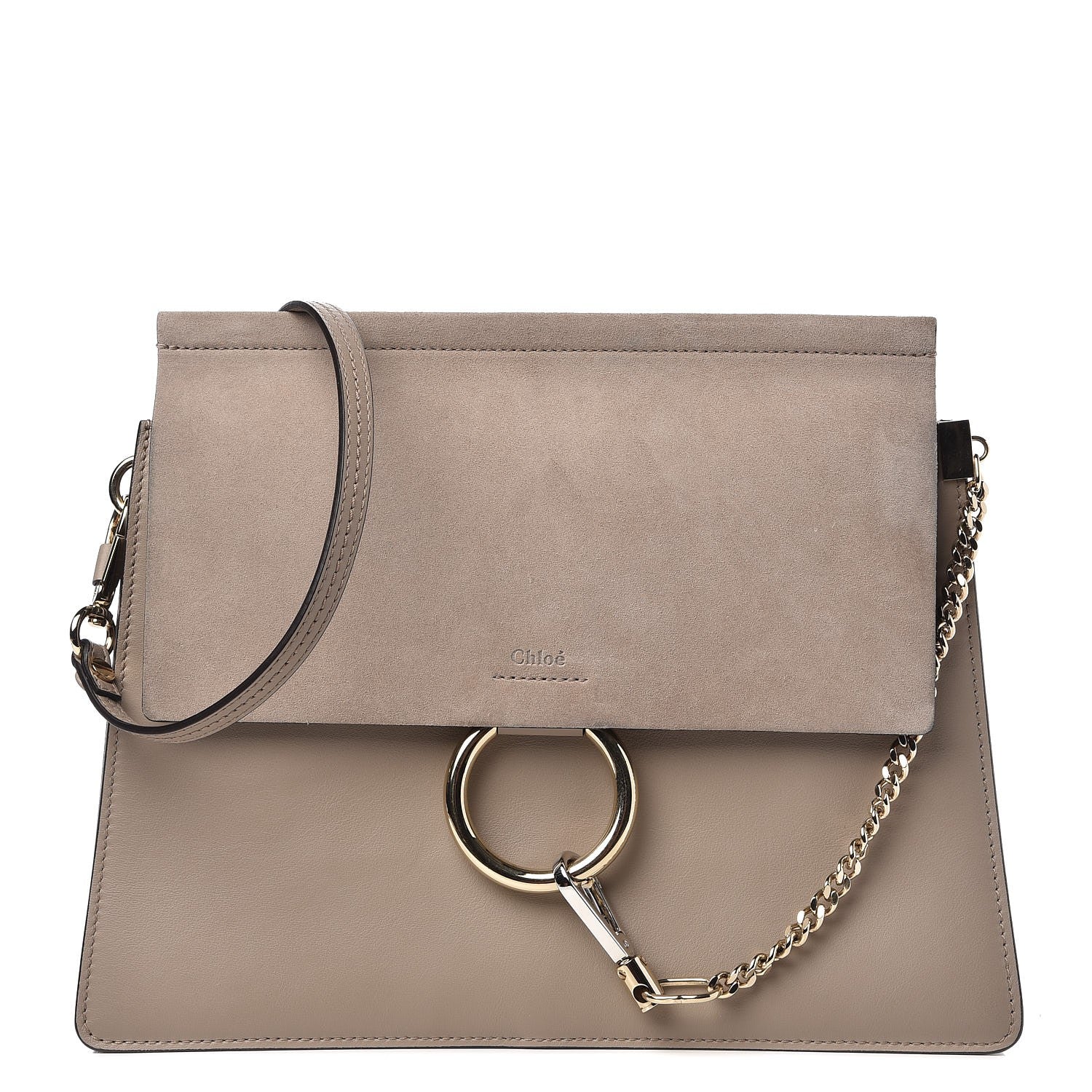 Chloe Calfskin Suede Medium Faye Shoulder Bag Motty Grey 1 of 6