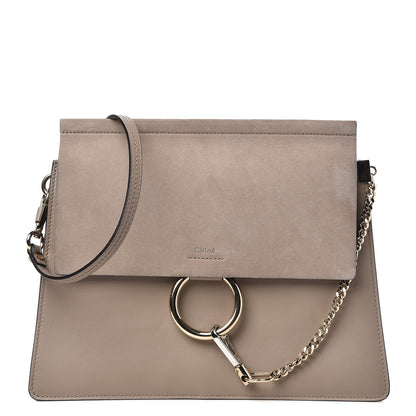 Chloe Calfskin Suede Medium Faye Shoulder Bag Motty Grey 1 of 6