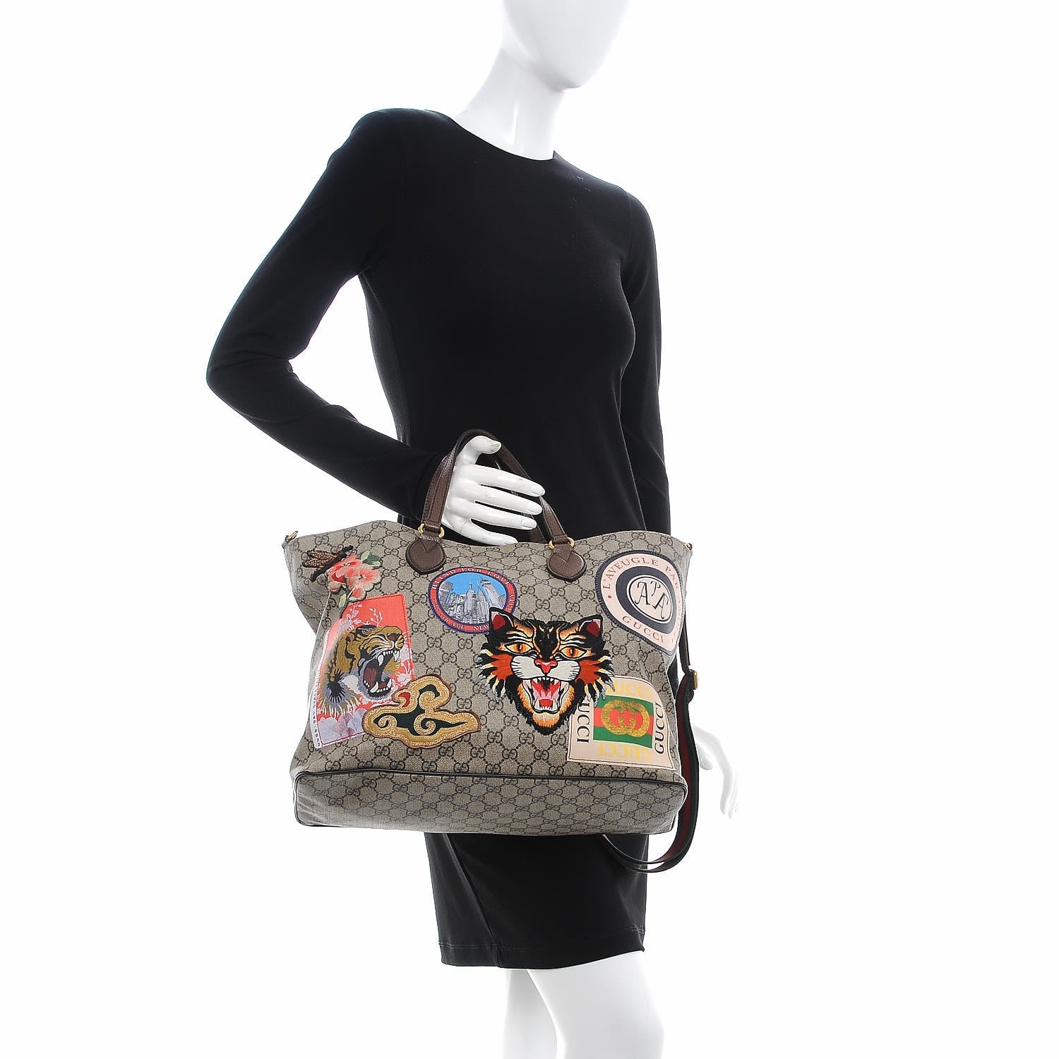 Gucci Soft GG Supreme Monogram Courrier Medium Crossbody Tote Beige New Acero 3 of 13