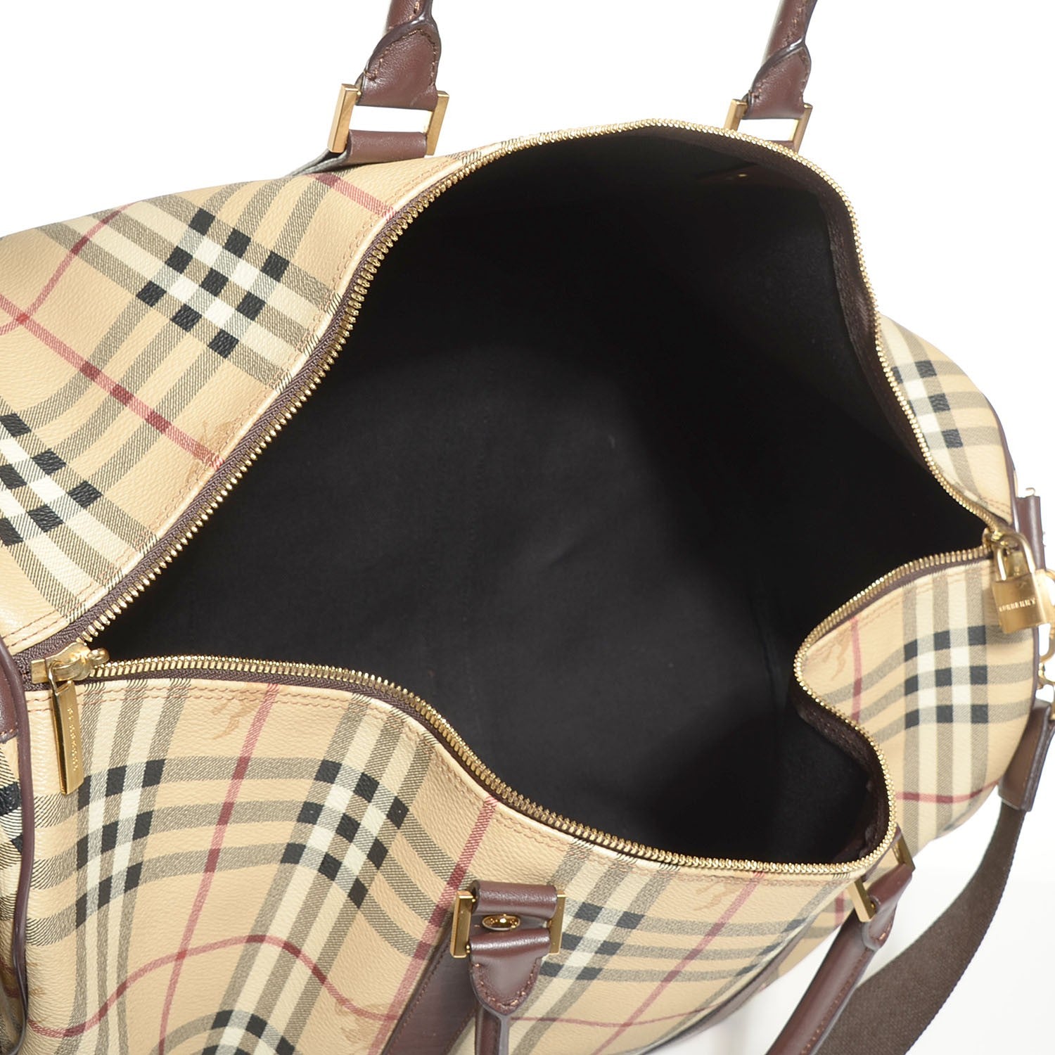 Burberry Haymarket Check Large Holdall Duffel Bag Brown 5 of 7