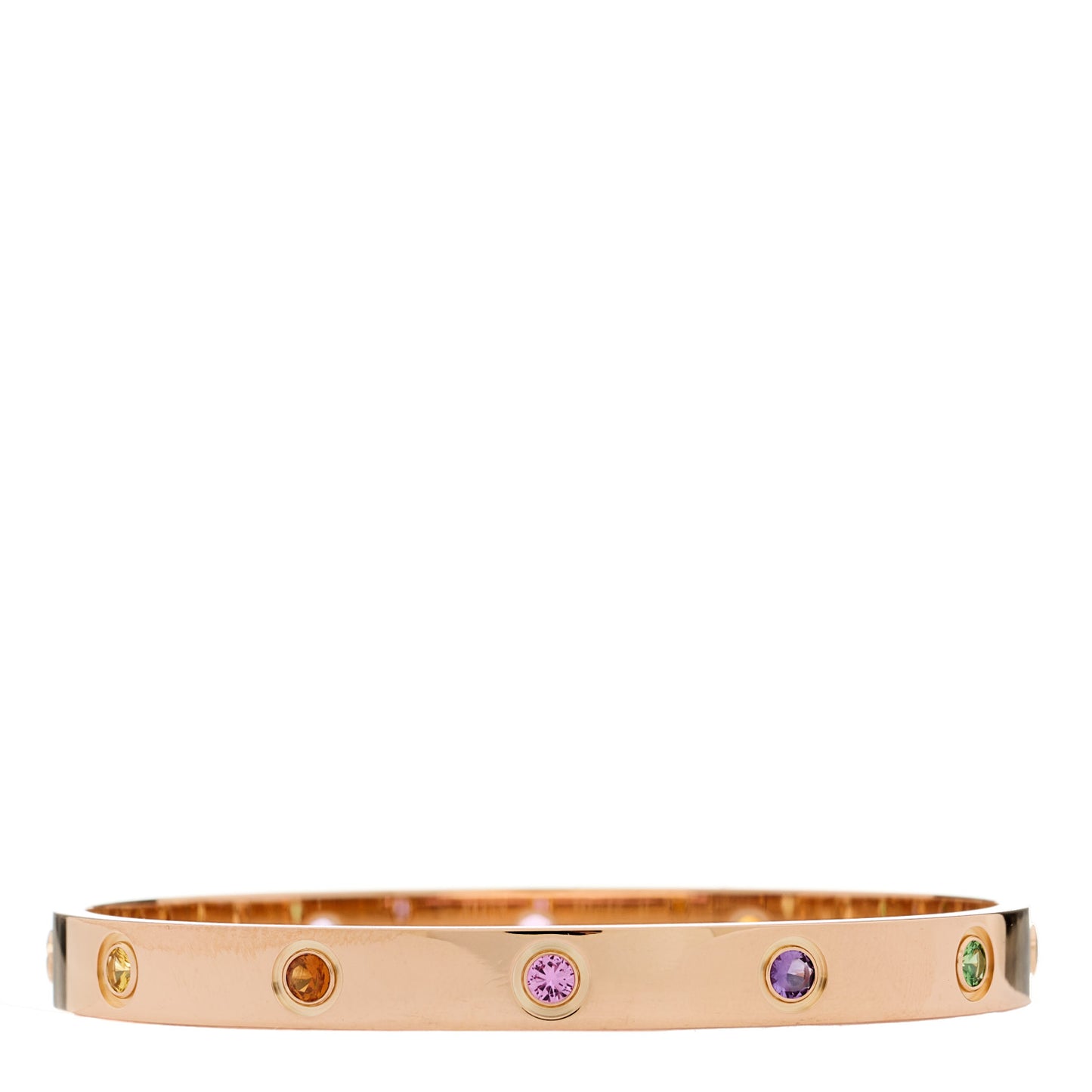 18K Pink Gold Sapphire Garnet Amethyst LOVE Bracelet 17