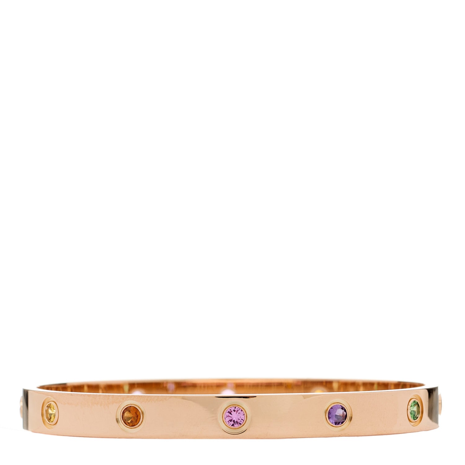 Cartier 18K Pink Gold Sapphire Garnet Amethyst LOVE Bracelet 17 2 of 8