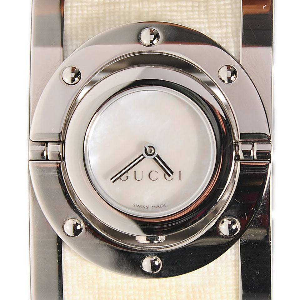 Stainless Steel Canvas Mother of Pearl 33mm Twirl Quartz Watch