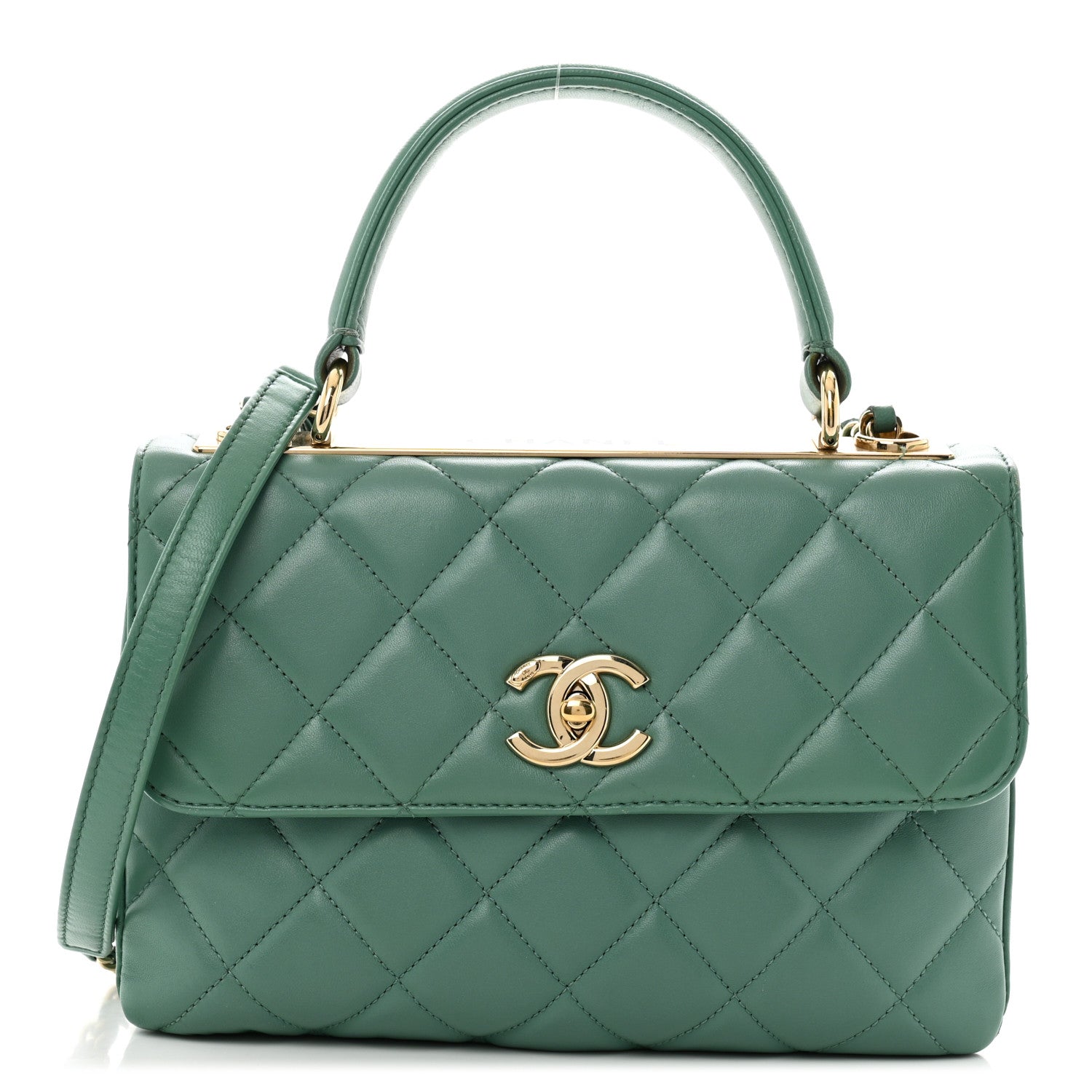 Chanel Lambskin Quilted Small Trendy CC Flap Dual Handle Bag Green 1 of 16