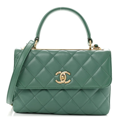 Chanel Lambskin Quilted Small Trendy CC Flap Dual Handle Bag Green 1 of 16
