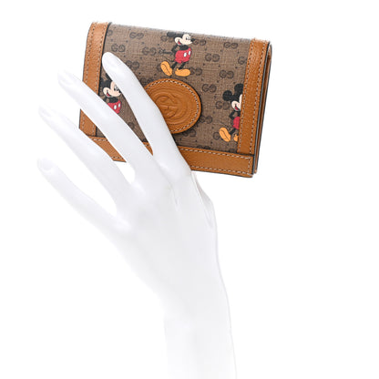 Gucci X DISNEY Mini Vintage GG Supreme Monogram Mickey Mouse Card Holder Wallet Beige Vintage Sun Oil 2 of 8
