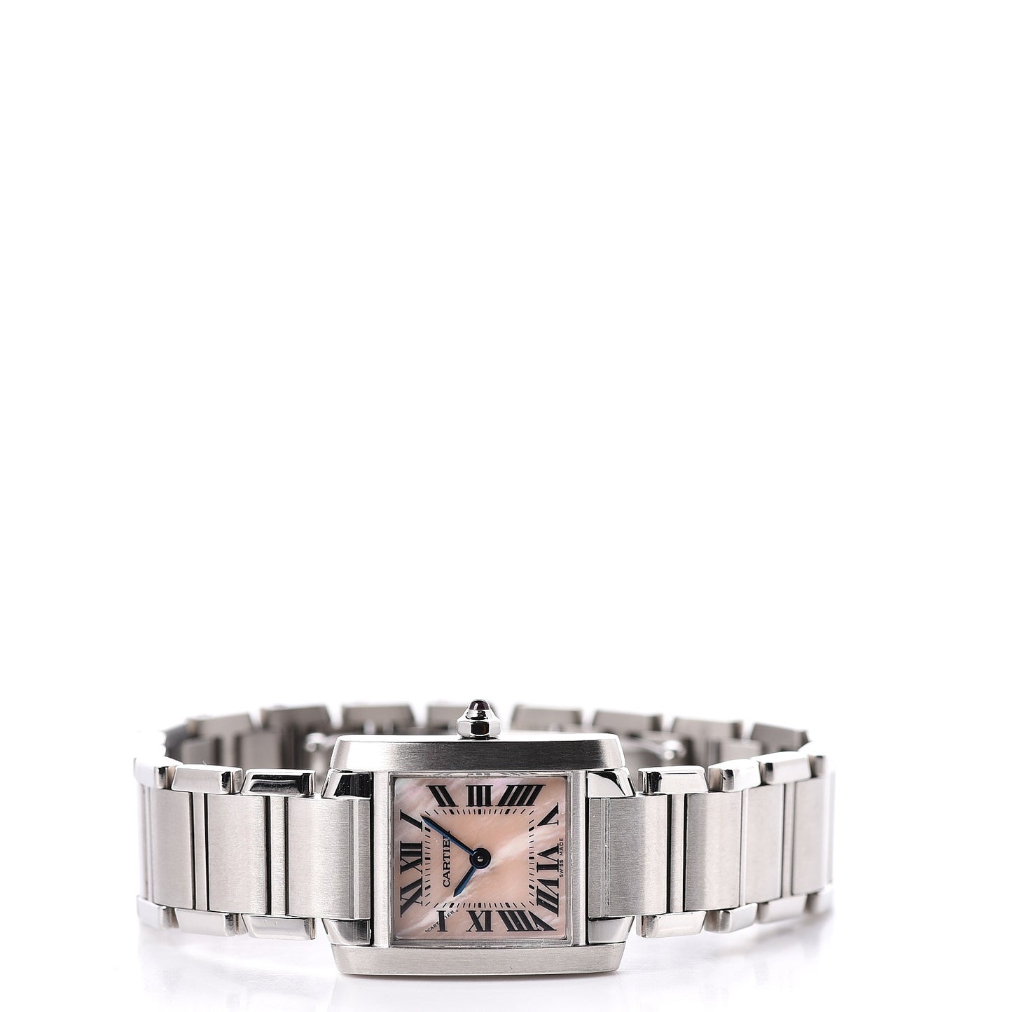 Stainless Steel Pink Mother of Pearl 20mm Tank Francaise Quartz Watch
