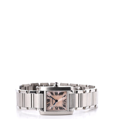 Cartier Stainless Steel Pink Mother of Pearl 20mm Tank Francaise Quartz Watch 3 of 6
