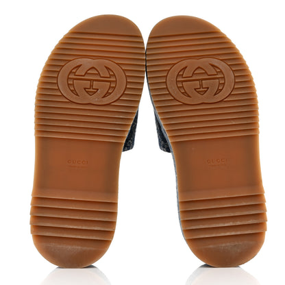 Gucci New Denim GG Monogram Angelina Platform 55mm Slide Sandals 37.5 Blue Tea 5 of 9