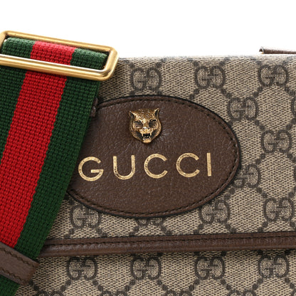 Gucci GG Supreme Monogram Web Small Neo Vintage Double Flap Messenger Bag Beige New Acero 8 of 10