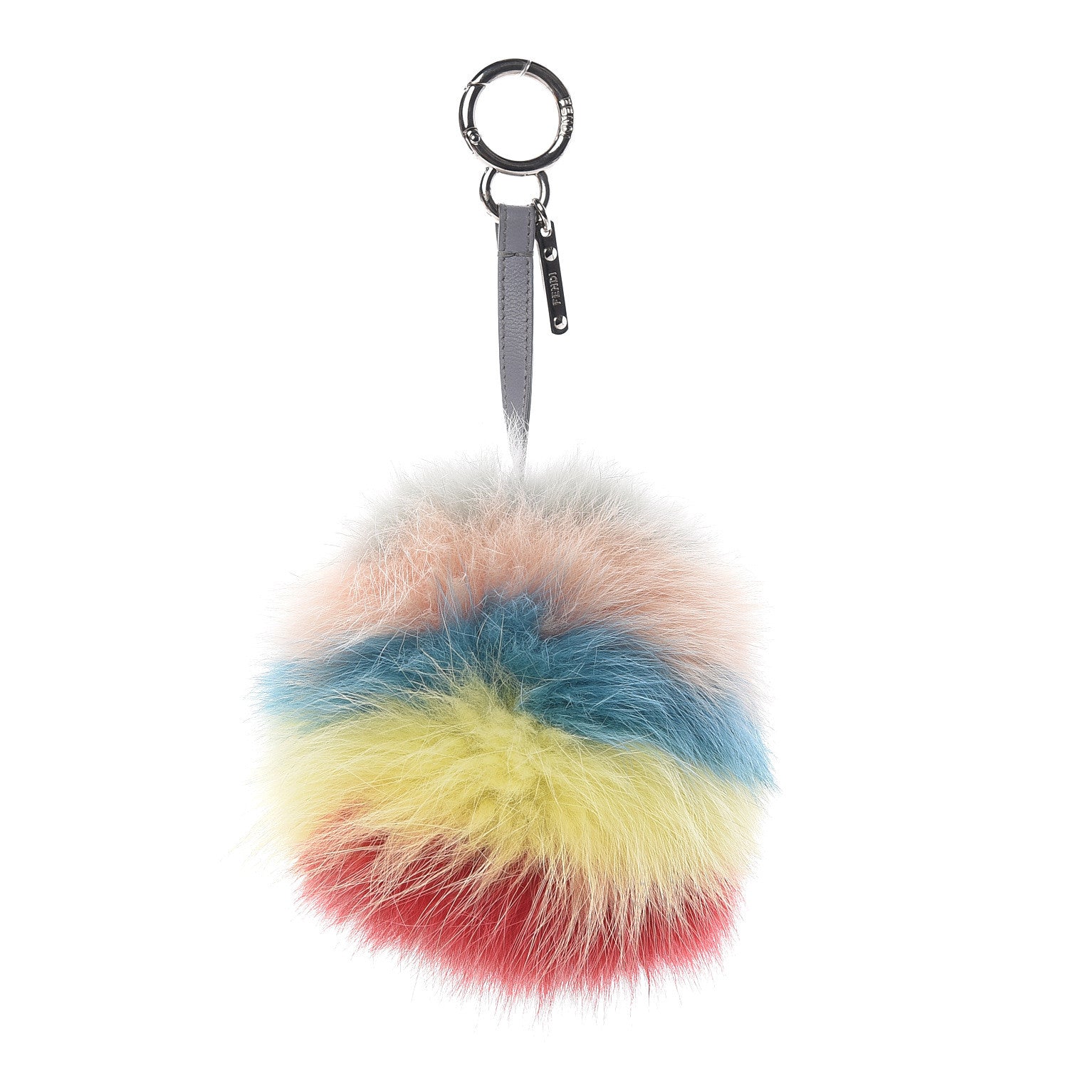 Fendi Fox Fur Rainbow Pom Pom Bag Charm Red Multicolor 1 of 3