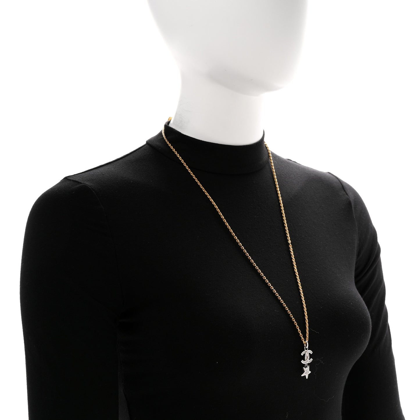 Crystal Star CC Pendant Necklace Silver Gold