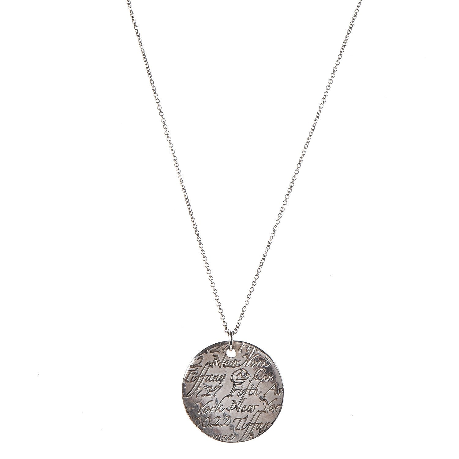 Tiffany Sterling Silver Notes Round Pendant Necklace 1 of 8
