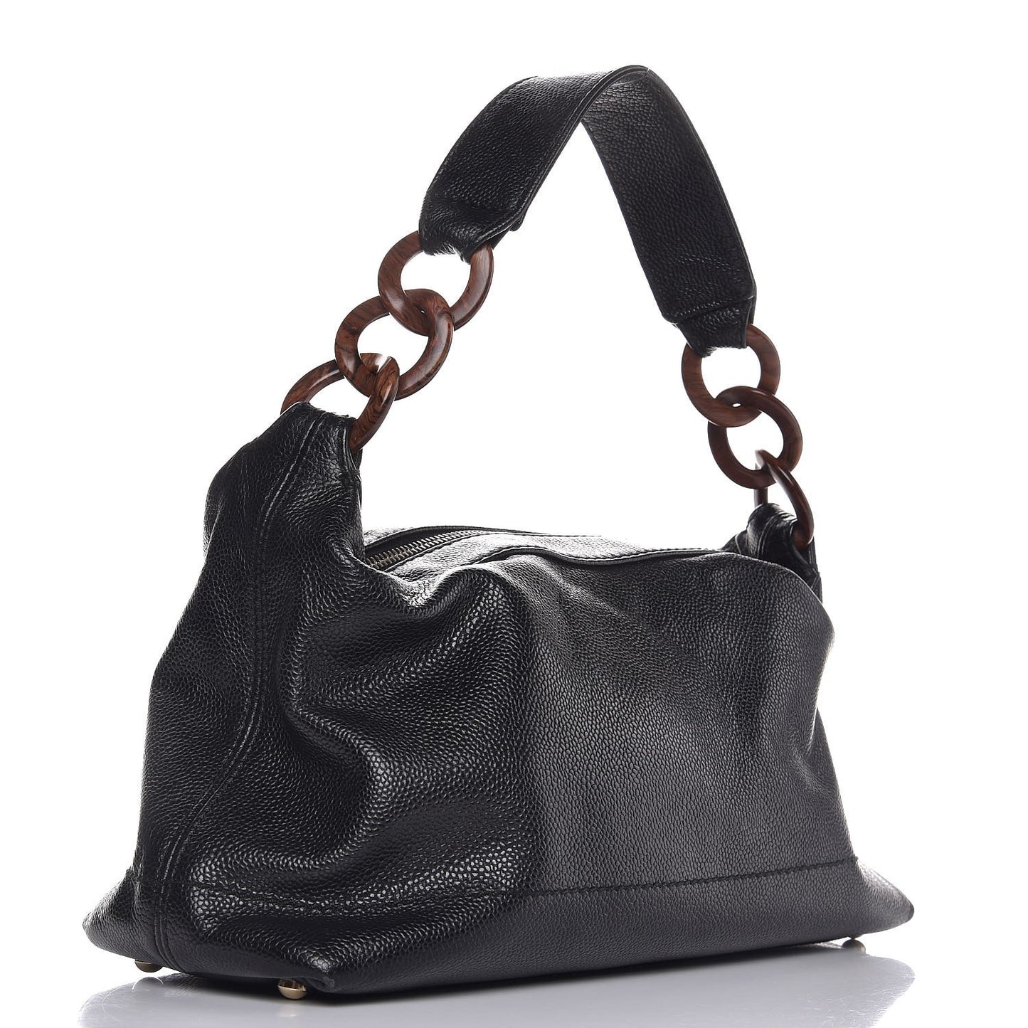 Caviar CC Wood Chain Hobo Black
