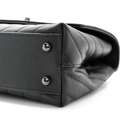 Chanel Caviar Chevron Quilted Mini Coco Handle Flap So Black 10 of 11