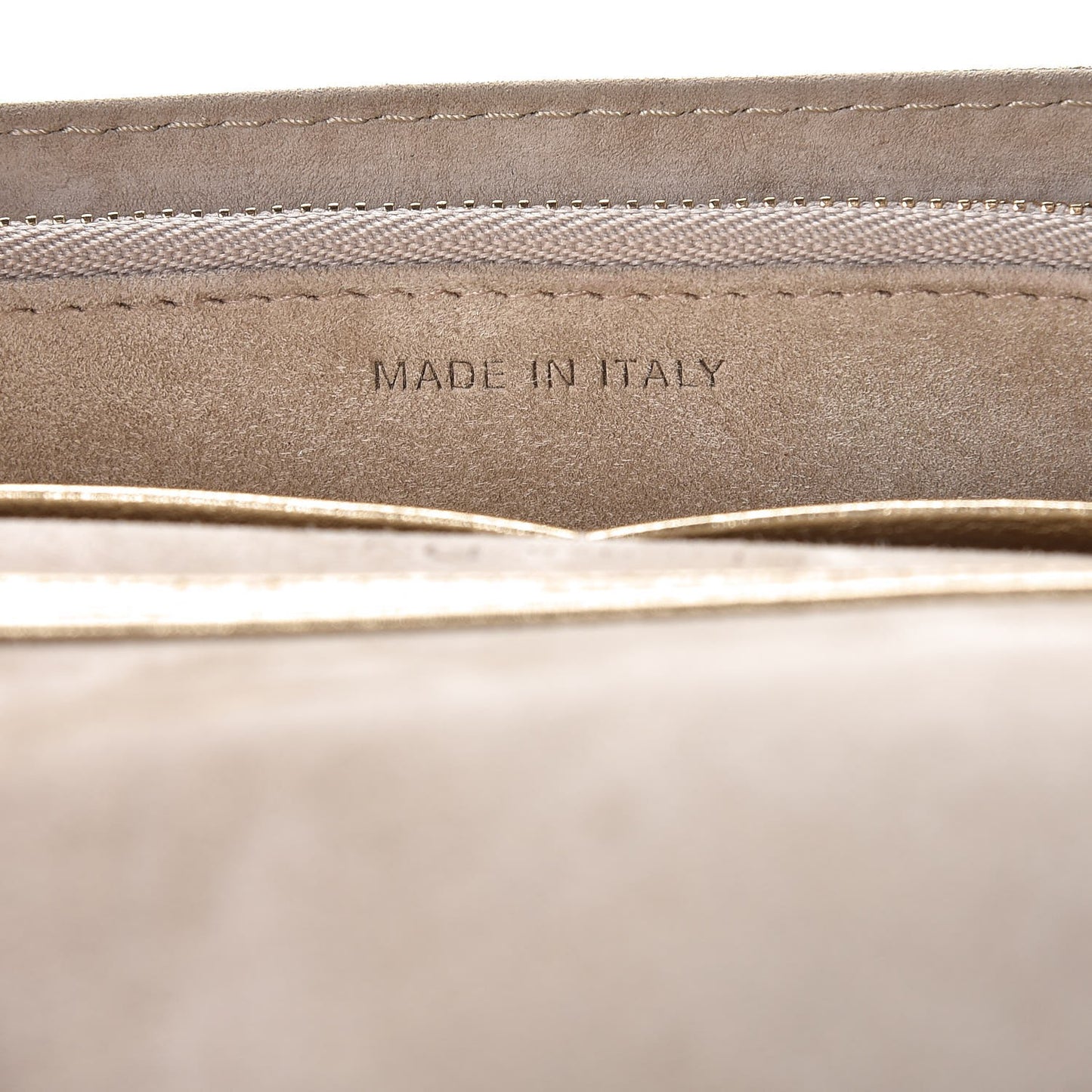 Metallic Calfskin Diorama Wallet on Chain Pouch Light Gold