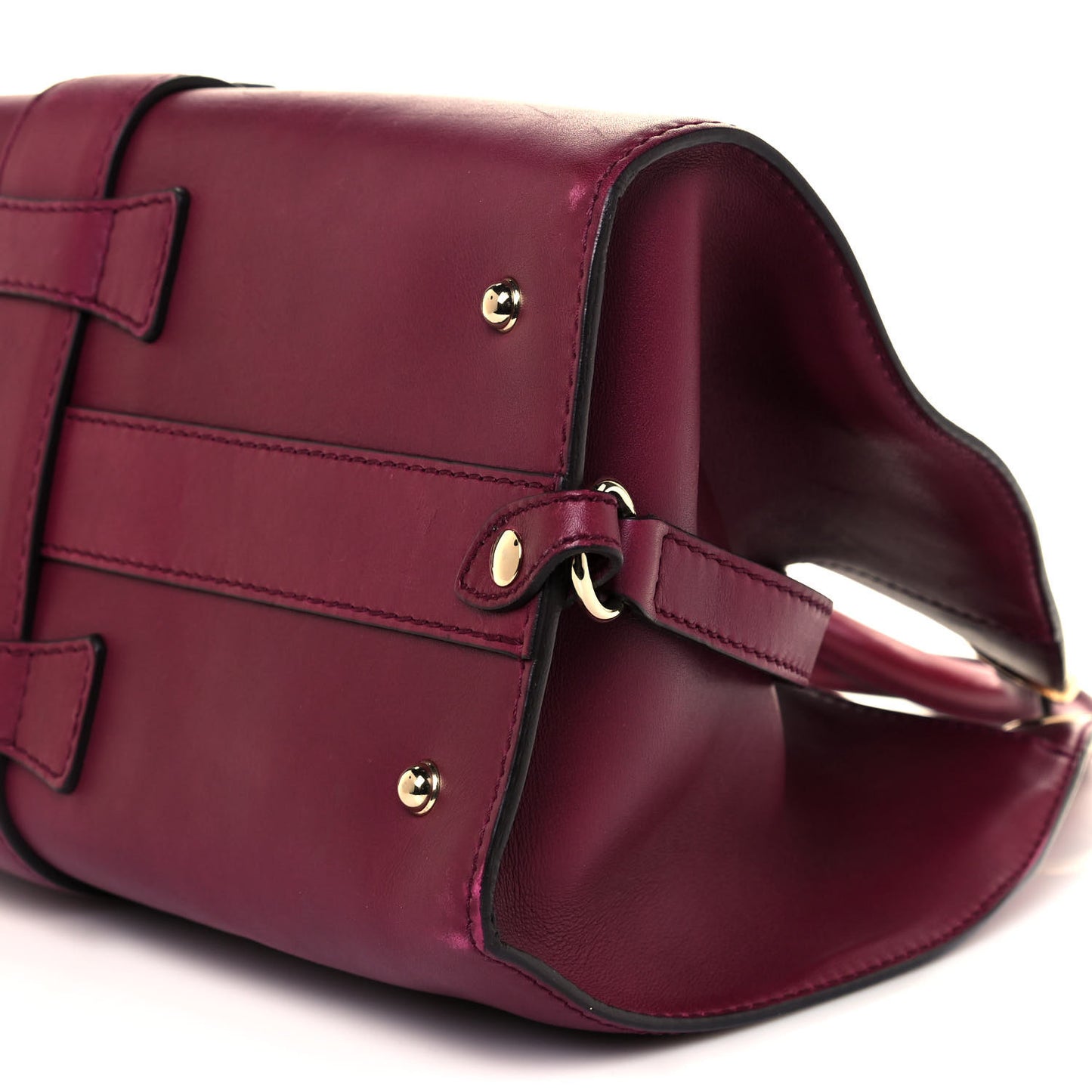 Calfskin Medium Stirrup Top Handle Bag Burgundy